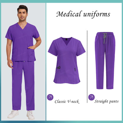 Medical Uniforms Woman Men Dentist  Scrubs Set