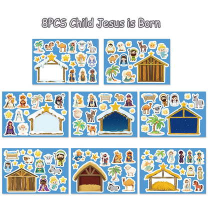 8 Sheets Cartoon Scence Of Jesus