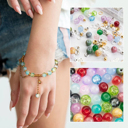 Glass Beads Bracelet Making Kits 28 Colors 8mm Crystal Beads Round Gemstone