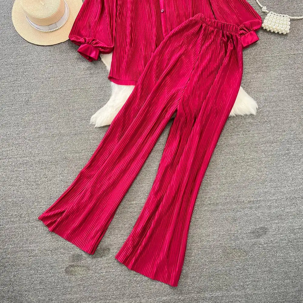 Fashion New Women Solid Casual Loose Two Pieces Set