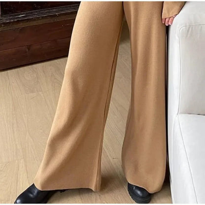 Split Turtleneck Women  sweater and Wide Leg Pants