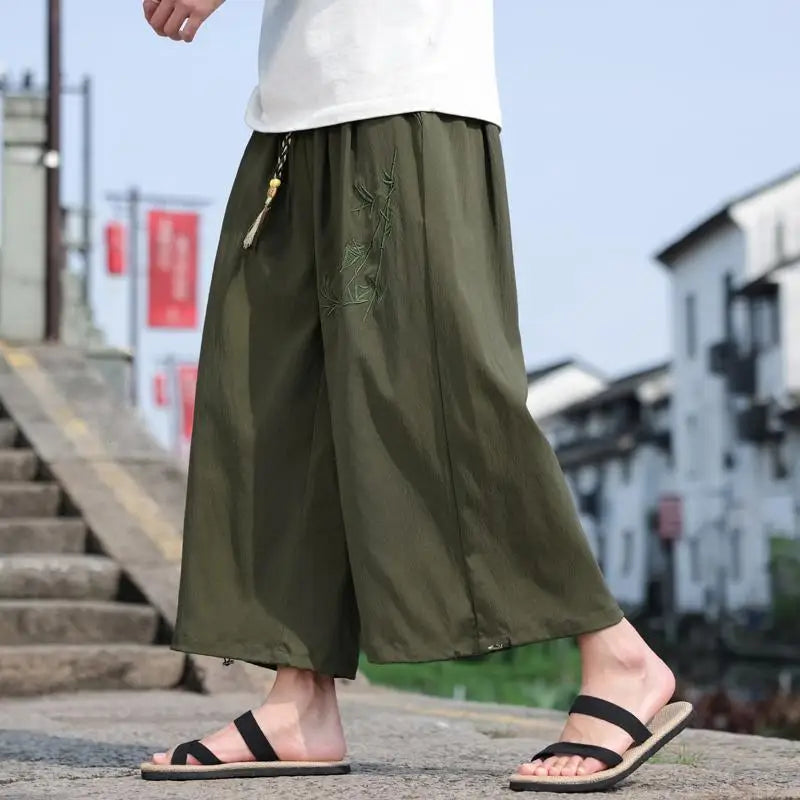Mens Lightweight Pants Loose Fit with Elastic Waistband and Drawstring
