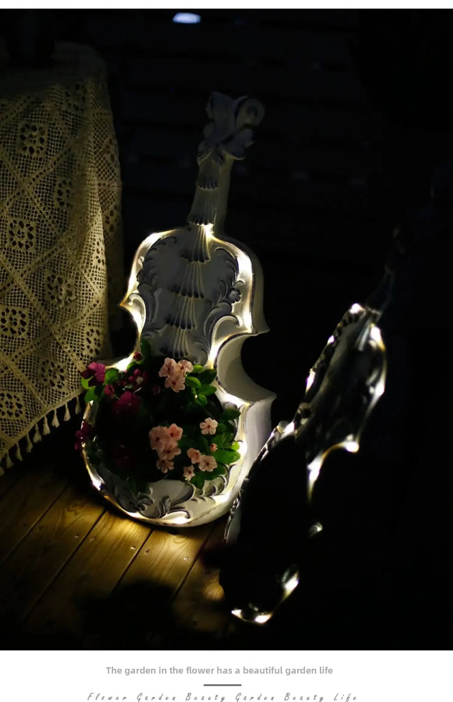 European Style Violin Planter Artistic Flower Pot