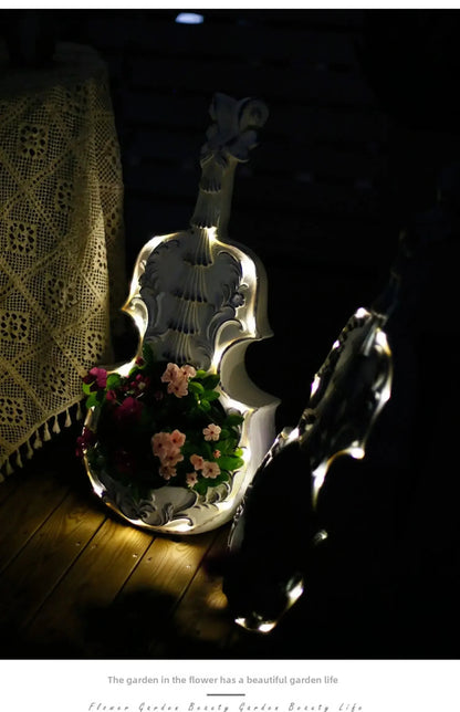 European Style Violin Planter Artistic Flower Pot