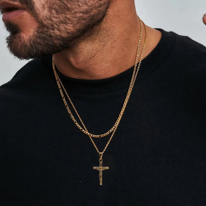 Jesus Cross 18k Gold Plated Stainless Steel Pendant