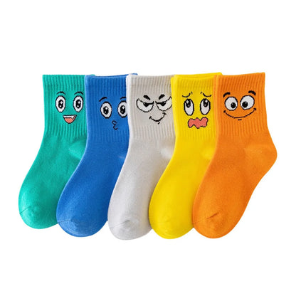 5 Pairs Kids Socks Emoticons childrens