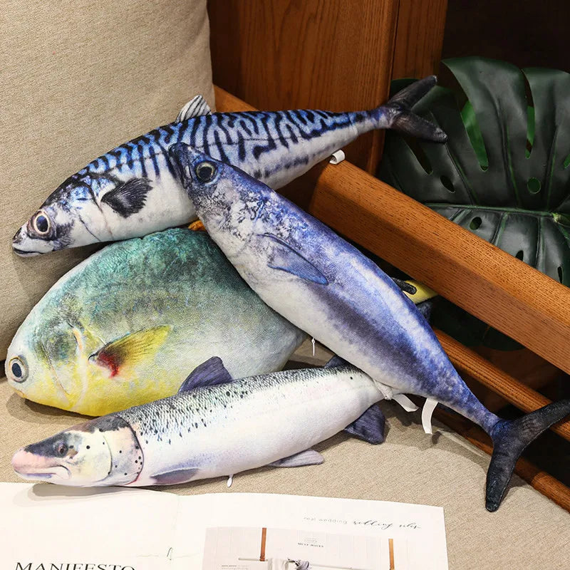 40/60cm Simulation Funny Fish  Stuffed Animal Lifelike Tuna or Mackerel