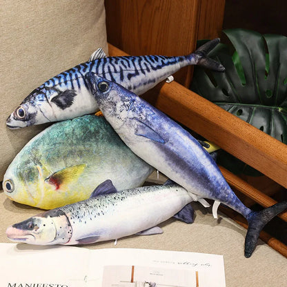 40/60cm Simulation Funny Fish  Stuffed Animal Lifelike Tuna or Mackerel