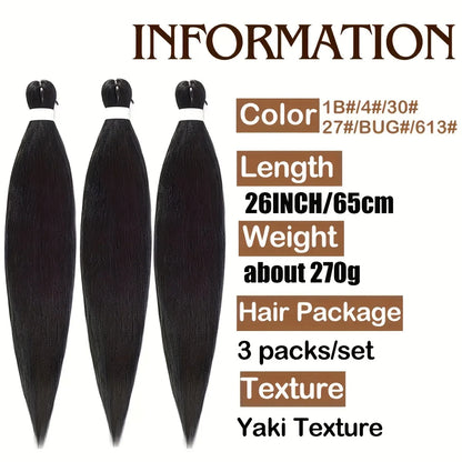 Braiding Hair 3Pcs Natural Black Braiding Hair