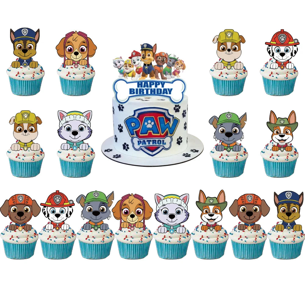 16pcs PAW Patrol Chase Cake Topper