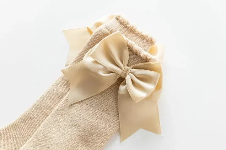 Kids Knee High Socks Baby Girls Cotton Socks Big Bow