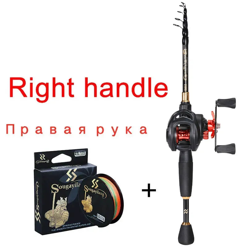 Sougayilang 1.8-2.4m Casting Fishing Combo Telescopic Fishing Rod