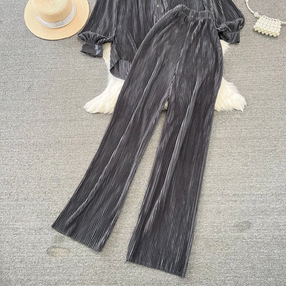 Fashion New Women Solid Casual Loose Two Pieces Set