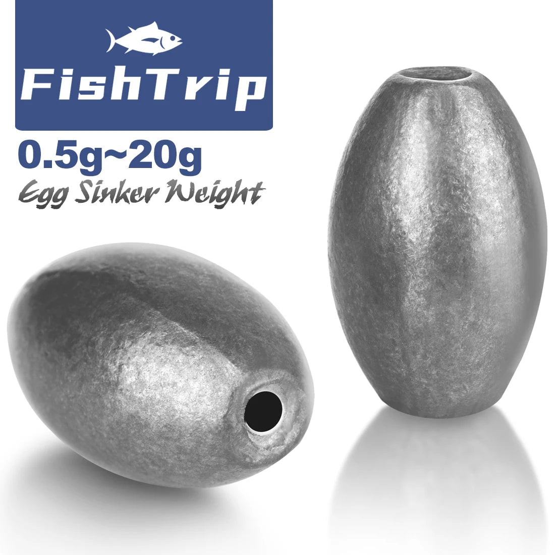 FishTrip 10Pcs Fishing Egg Sinkers Weight