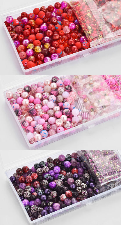 Glass Beads Jewelry Making Kit Green Color Glass Round Loose Beads