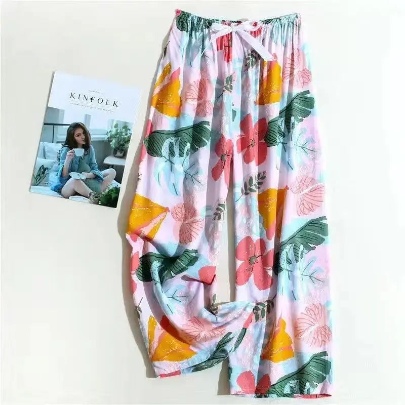 Flower Pajama Pants Summer Women's Loose