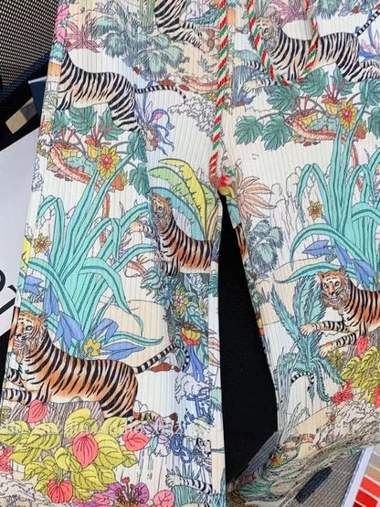 Tiger Print Wide Leg Pants