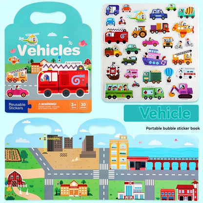 Reusable Sticker Book for Kids Vehicles Truck Stickers