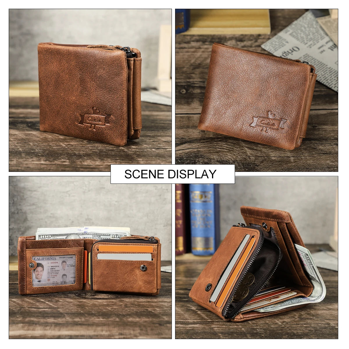 Cowhide Leather Wallet For Mens