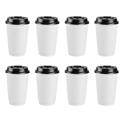 Paper Cup Disposable Takeaway Double Layer Coffee Cup with Lid