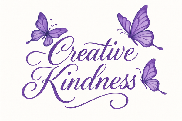 Creative kindness cursive with same colour purple butterfly curvise